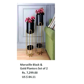 Marseille Black & Gold Planters Set of 2