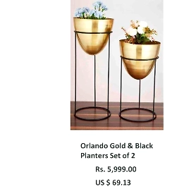Orlando Gold & Black Planters Set of 2