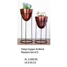 TokyoCopper&Black Planters Set of 2