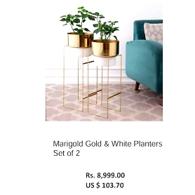 Marigold Gold & White Planters Set of 2