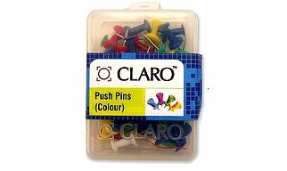Claro Push Pins Plastic Box Of 50 Pins