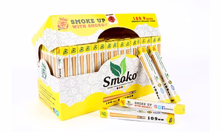 Smoko Rolling Cones, Rolling Papers, 128 Pcs., Classic King Size 109 mm, Brown (Unbleached), Natural Pre Rolled Rolling Paper with Tips & Packing Tubes
