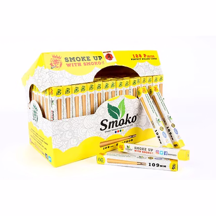 Smoko Rolling Cones, Rolling Papers, 128 Pcs., Classic King Size 109 mm, Brown (Unbleached), Natural Pre Rolled Rolling Paper with Tips &amp; Packing Tubes-Smoko-BP-128