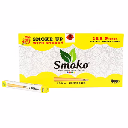 Smoko Rolling Cones, Rolling Papers, 128 Pcs., Classic King Size 109 mm, Brown (Unbleached), Natural Pre Rolled Rolling Paper with Tips &amp; Packing Tubes-2