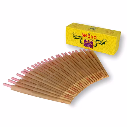 Smoko Premium Standard (84mm) Size Natural Pre-Rolled Rolling Paper - 72 Pack - Slow Burning Pre-Rolled Papers made of Natural Material with Tips &amp; Packing Tubes Included.-1