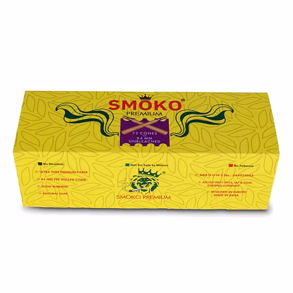 Smoko Premium Standard (84mm) Size Natural Pre-Rolled Rolling Paper - 72 Pack - Slow Burning Pre-Rolled Papers made of Natural Material with Tips &amp; Packing Tubes Included.-2