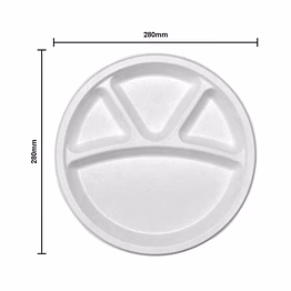 biodegradable-disposable-tableware-eatin-round-plate 11 inch 4 cp (compartment plate)-made from 100% bagasse-set of 500 piece