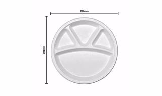 Biodegradable-Disposable-Tableware-Eatin-Round-Plate 11 inch 4 CP (Compartment plate)-Made from 100% Bagasse-set of 500 Piece