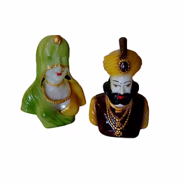acrasculp banni thanni decorative doll pair for home display festival decor traditional craft shelf tabletop gift item showpiece (6 inch)
