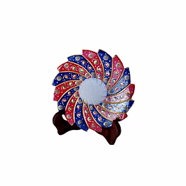 acrasculp chakri marble decorative plate for home decoration tabletop pooja use gift display art craft corner stand (5 inch)