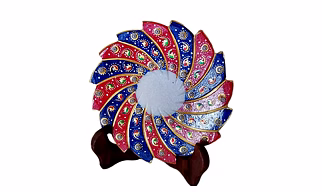 ACRASCULP Chakri Marble Decorative Plate For Home Decoration Tabletop Pooja Use Gift Display Art Craft Corner Stand (5 Inch)