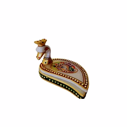 acrasculp decorative marble peacock kumkum box with floral design, gold-toned accents and crystal embellishments