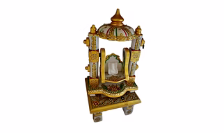 ACRASCULP Marble Jhula with Chowki for Idol Temple Home Mandir Decorative Pooja Swing Set Festival Gift Display Use