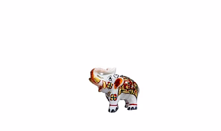 ACRASCULP Decorative Marble Elephant Figurine, Hand-Painted, White with Colorful Traditional Design (3 inch)
