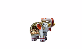 ACRASCULP Decorative Marble Elephant Figurine, Hand-Painted, White with Colorful Traditional Design (6 inch)