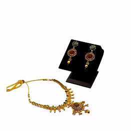 generic traditional gold-tone matte finshed necklace set with intricate design & matching earrings