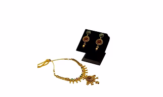 Traditional Gold-Tone matte finshed Necklace Set with Intricate Design & Matching Earrings