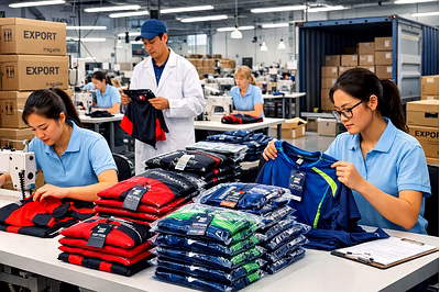 Sportswear manufacturing facility producing bulk athletic apparel for international export