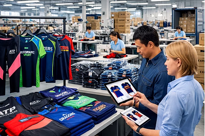 Private label sportswear manufacturing facility producing custom-branded athletic apparel for global