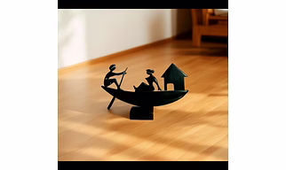 Buffalo Horn A Lady with Skipper on The Boat house| Elegant Design| Home Decor