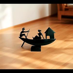 Buffalo Horn A Lady with Skipper on The Boat house| Elegant Design| Home Decor