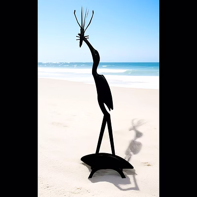 natural buffalo horn the egret eating prawn fish | authentic horn craft| home decor