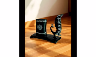 Natural Buffalo Horn A Peacock Pen Stand| Pleasing Design| Home Decor