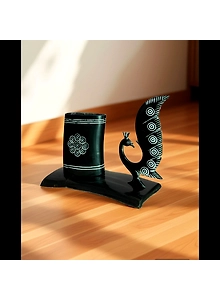 Natural Buffalo Horn A Peacock Pen Stand| Pleasing Design| Home Decor