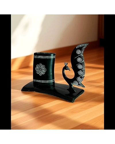 Natural Buffalo Horn A Peacock Pen Stand| Pleasing Design| Home Decor-12688145