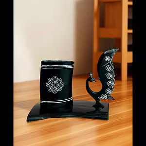 Natural Buffalo Horn A Peacock Pen Stand| Pleasing Design| Home Decor