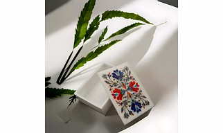 Rectangular White Marble Decorative Jewelry Box Inlaid