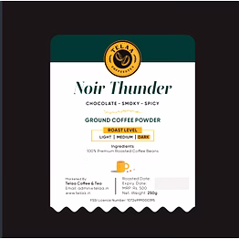 telaa coffee and tea pvt. ltd. noir thunder, dark roasted 100% arabica coffee powder