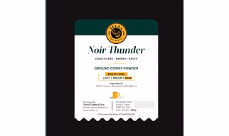 Noir Thunder, Dark Roasted 100% Arabica Coffee Powder