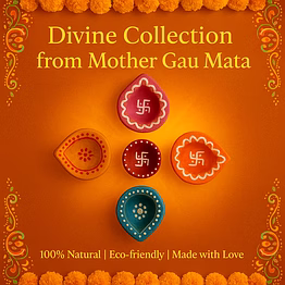 eco-friendly cow dung deepak / diya – 100% natural, handmade, biodegradable, swadeshi traditional lamp for pooja & festivals