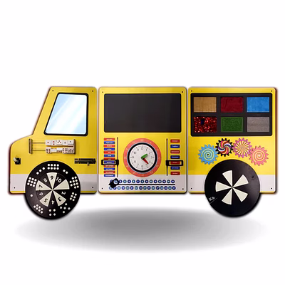 school bus wooden montessori wall activity panel