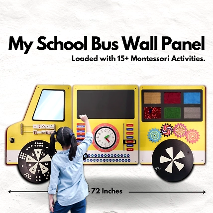 School Bus Wooden Montessori Wall Activity Panel-2