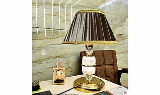 Luxurious Crystal Table Lamp, Gold Stainless Steel Base & Shade