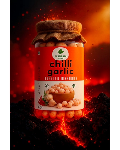 Premium Quality Chilli Garlic Flavor Roasted Makhana – Bold, Crunchy, and International-Grade Super Snack-2