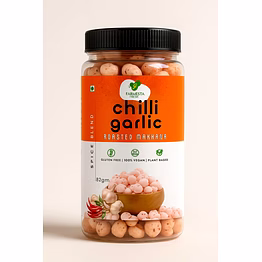 farmets fresh premium quality chilli garlic flavor roasted makhana – bold, crunchy, and international-grade super snack