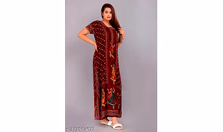Trendy Women's Pure Cotton Block Print Designer Regular Maternity Maxi Nighty/Nightwear/Nighties,Gown,Maxi,Inner&Sleepwear Nightdress
