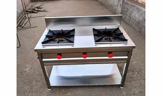 Commercial Two Burner Gas Range with Under Shelf – Heavy Duty Stainless Steel Cooking Range