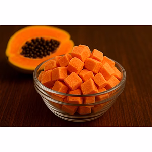 Premium Freeze Dried Papaya Cubes – 100% Natural, Long Shelf Life, Export Quality by Nutrajun LLP (India)