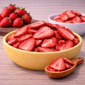 Crunchy Freeze Dried Strawberry Slices – Natural Sweet & Tangy Fruit Slices for Snacks, Cereals & Desserts