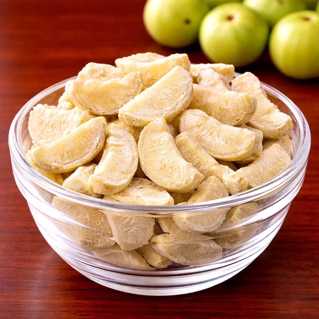 premium freeze dried amla slices – natural indian gooseberry slices for beverages, snacks & food processing