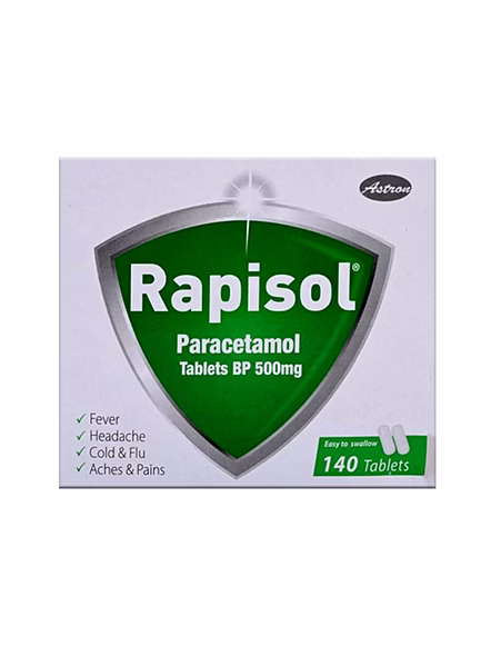 Rapisol Paracetamol 500mg Tablets for Fast-Acting Pain &amp; Fever Relief (10 Tablets)-SK0207
