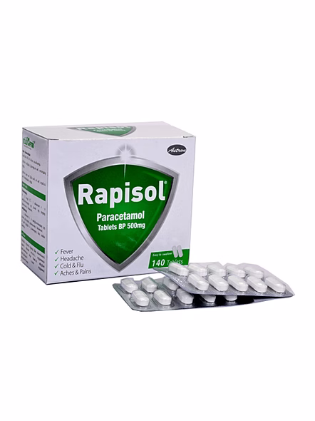 Rapisol Paracetamol 500mg Tablets for Fast-Acting Pain &amp; Fever Relief (10 Tablets)-1