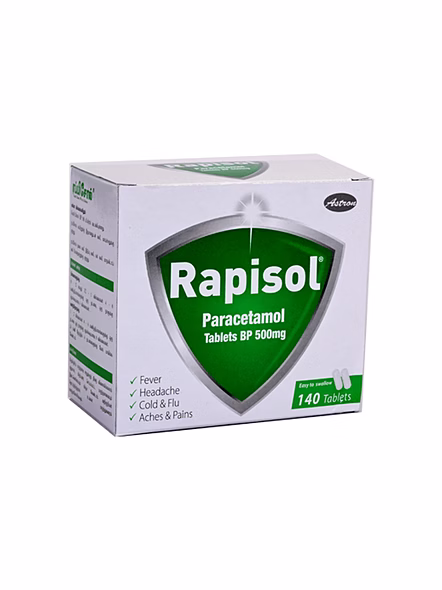 Rapisol Paracetamol 500mg Tablets for Fast-Acting Pain &amp; Fever Relief (10 Tablets)-2