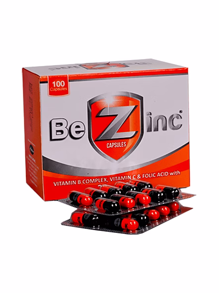 BeZinc Capsules with B-Complex, Vitamin C, Folic Acid &amp; High-Potency Zinc (10 Caps)-1