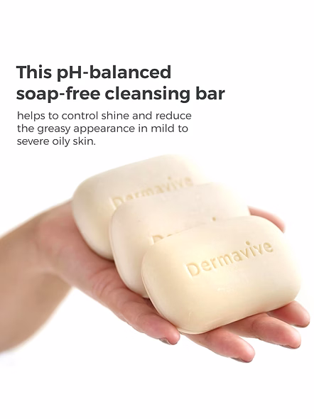 Dermavive Oily Skin Cleansing Bar for a Fresh, Matte Finish (120g)-4