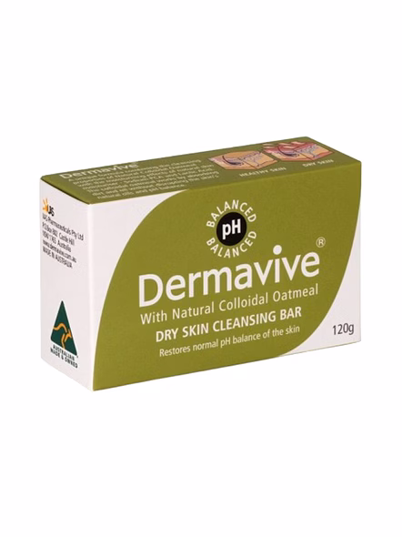 Dermavive Dry Skin Cleansing Bar with Colloidal Oatmeal (120g)-SK0214